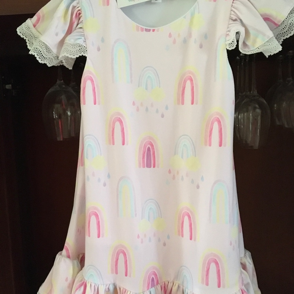 Millie Mae Girls Ruffled Rainbow Dress, Size 2